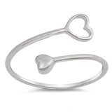 Open Heart Cuff Ring Band 925 Sterling Silver Choose Color