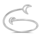 Moon Cuff Ring Band 925 Sterling Silver Open Moon Simple Plain Choose Color
