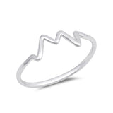 Fashion Zig Zag Band Ring 925 Sterling Silver Simple Plain