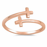 Bypass Wrap Sideways Cross Ring Band 925 Sterling Silver Choose Color