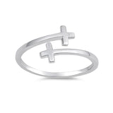 Bypass Wrap Sideways Cross Ring Band 925 Sterling Silver Choose Color