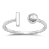T Bar Ball Cuff Ring Band 925 Sterling Silver Choose Color