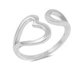 Open Heart Band Ring Simple Plain 925 Sterling Silver - Blue Apple Jewelry