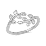 Leaf Band Ring 925 Sterling Silver Fashion Trendy Leaves