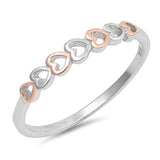 3mm Two-Tone Two Tone 2 Tone Sideways Heart Band Ring Rose Gold Rhodium 925 Sterling Silver Choose Color