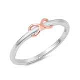 Petite Dainty Infinity Band Ring Two Tone Rose Gold Rhodium PL 925 Sterling Silver 2 Tone Infinity - Blue Apple Jewelry