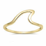 Wave Band Ring Simple Plain Rose Tone 925 Sterling Silver Ocean Wave Choose Color