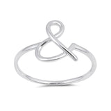 Ampersand & Ring Simple Plain Band 925 Sterling Silver - Blue Apple Jewelry
