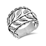 Leaf Ring 925 Sterling Silver Simple Plain Leaves