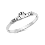 Petite Dainty Claddagh Ring Band Simple Plain 925 Sterling Silver Irish Promise Ring Mini Claddagh - Blue Apple Jewelry