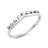 V Design Crown Ring Band Simple Plain 925 Sterling Silver - Blue Apple Jewelry