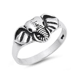 Lucky Trunk Up Elephant Band Ring 925 Sterling Silver Simple Plain Elephant