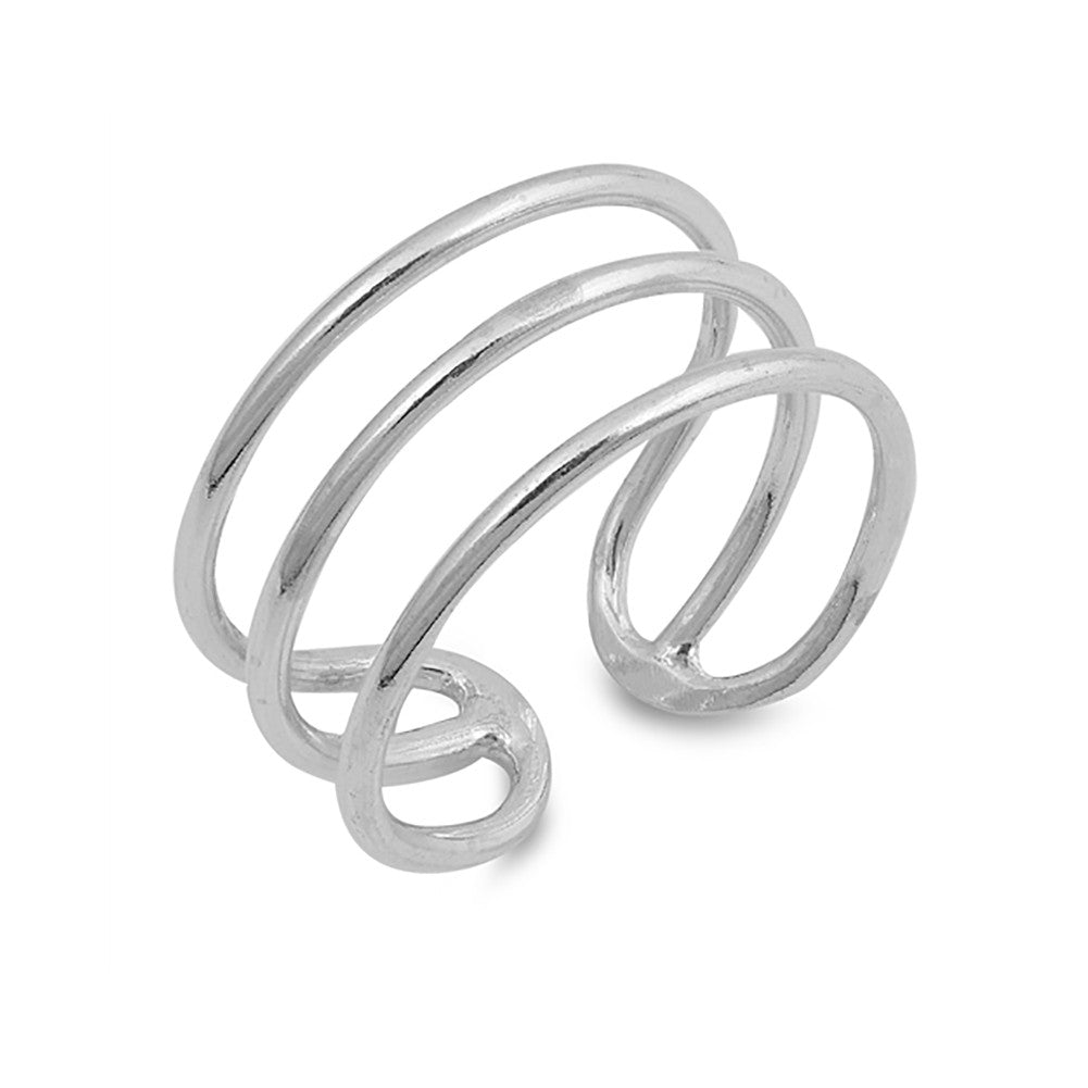 Triple Open Bar Ring Band 925 Sterling Silver Simple Plain - Blue Apple Jewelry