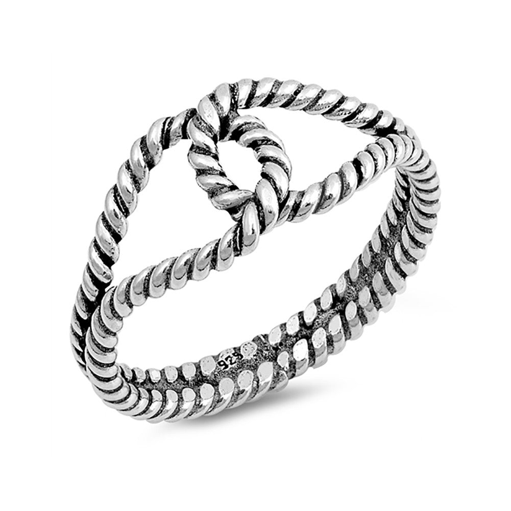 Interlocking Knot Ring Band 925 Sterling Silver Twisted Rope Braided Cable Design - Blue Apple Jewelry