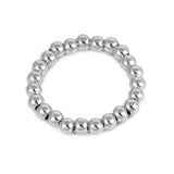 3mm Bead Band Ring Stretchable Bead 925 Sterling Silver - Blue Apple Jewelry