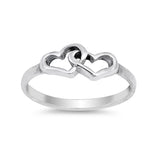 Interlocking Hearts Ring Band 925 Sterling Silver Simple Plain Two Heart