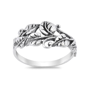 Leaf Band Ring 925 Sterling Silver