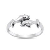 Dolphin Plain Ring Band 925 Sterling Silver Dolphins Nautical Jewelry