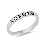 XO XO 3mm Band Ring 925 Sterling Silver Simple Plain XOXO - Blue Apple Jewelry