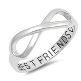 Best Friends Infinity Band Ring 925 Sterling Silver Simple Plain Choose Color