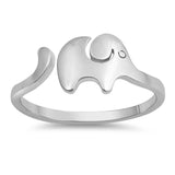 Petite Dainty Elephant Band Cuff Ring 925 Sterling Silver Choose Color