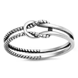 Twisted Rope Design Tangled Knot Heart Band Ring 925 Sterling Silver Choose Color