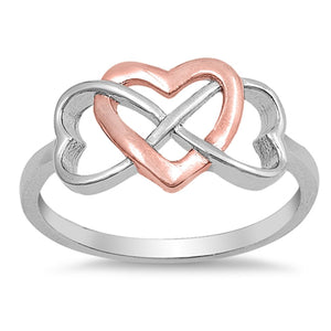 Infinity Heart Ring Band Two-Ton 925 Sterling Silver Choose Color