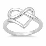 Pretzel Heart Ring Band 925 Sterling Silver Tangled Knot