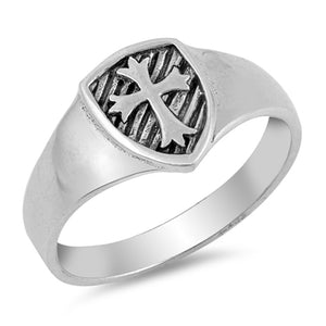 Medieval Cross Band Ring 925 Sterling Silver Unisex Men Women Choose Color