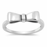 Ribbon Bow Plain Ring Band 925 Sterling Silver Bow Tie
