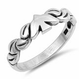 Dove and Leaves Band Ring 925 Sterling Silver