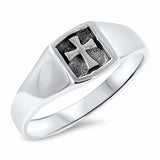 Cross Ring Band 925 Sterling Silver