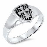 Medieval Cross Band Ring 925 Sterling Silver