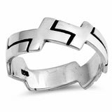 Connecting Crosses Ring Band 925 Sterling Silver