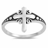 Oxidize Design Cross Filigree Ring Band 925 Sterling Silver