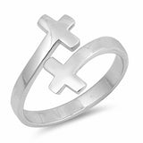 Double Cross Ring Band 925 Sterling Silver