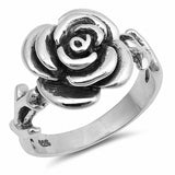 Large Rose Band Ring 925 Sterling Silver