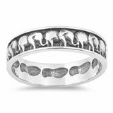 5mm Sideways Elephant Band Ring 925 Sterling Silver Lucky Elephants