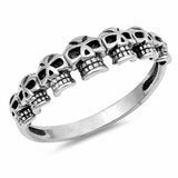 Skulls Band Ring 925 Sterling Silver