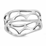Fashion Open Cut Simple Plain Ring Band 925 Sterling Silver (7mm)