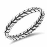 3mm Leaf Band Ring Braided 925 Sterling Silver