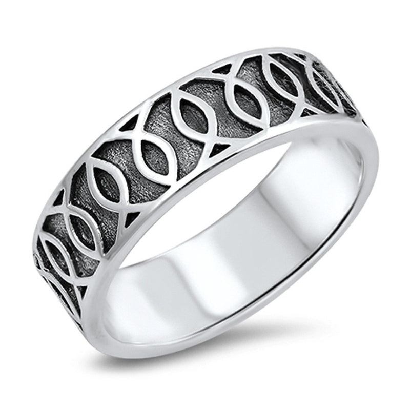 6mm Unisex Men Women Band Ring Oxidized Design 925 Sterling Silver Choose Color