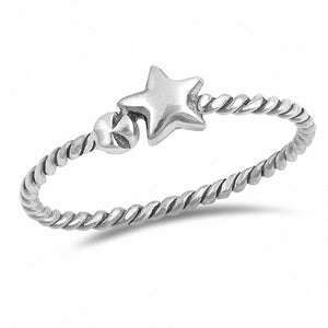 Star Band Ring 925 Sterling Silver Braided Twisted Rope Oxdize Design