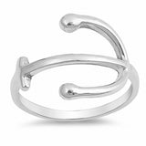 Sideways Anchor Band Ring 925 Sterling Silver