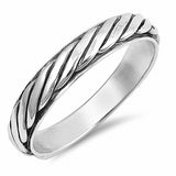 4mm Unisex Band Ring Braided Rope 925 Sterling Silver