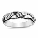 5mm Unisex Band Ring Braided Twisted Rope 925 Sterling Silver Men Women