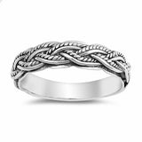 6mm Unisex Band Ring Multi Braided Twisted Rope 925 Sterling Silver Men Women