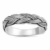 6mm Unisex Band Ring Thin Braided Twisted Rope 925 Sterling Silver Men Women