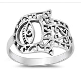 Sideways Hamsa Ring Band Filigree Hand of God Hamesh 925 Sterling Silver Lucky Hand Choose Color