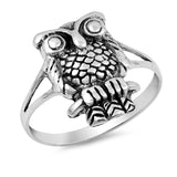 Lucky Owl Ring Split Shank 925 Sterling Silver Owl Band Choose Color